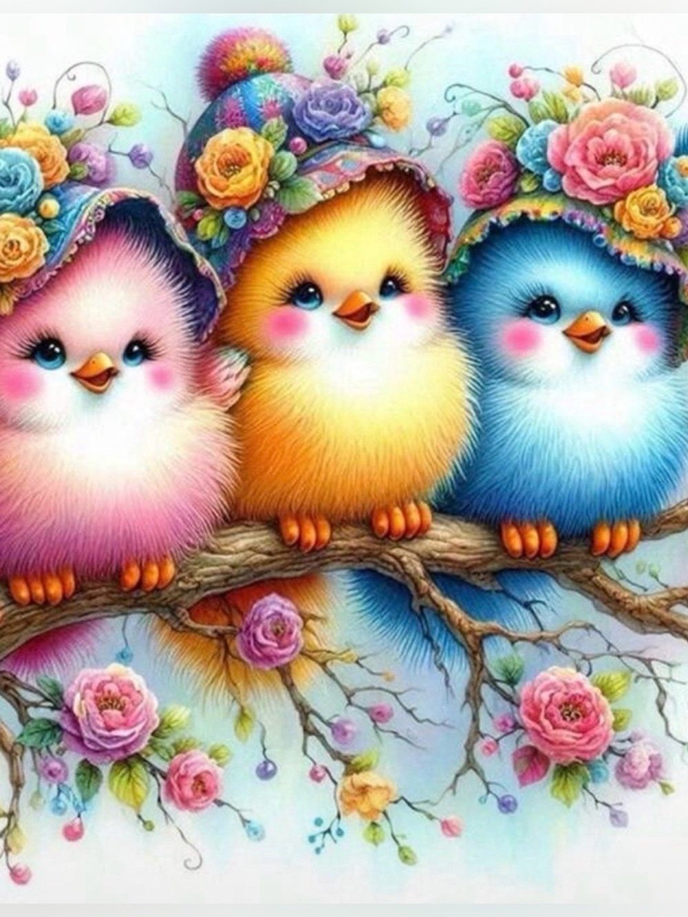 Diamond Art Kit - Colorful Floral Bird Print 12x12 🐥💕